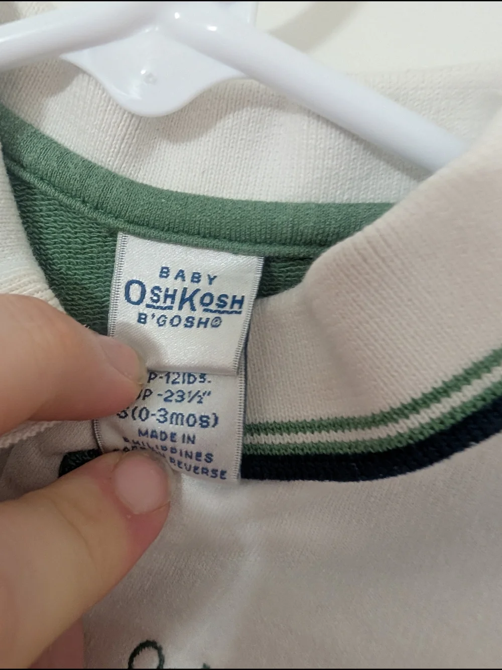 Y2K Vintage OshKosh B'gosh Green,‎ Navy & White Embroidery Tool Themed Romper